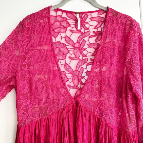 Free People Lace Boho Mini Dress Tunic Top With Love From India Medium - Picture 5 of 7